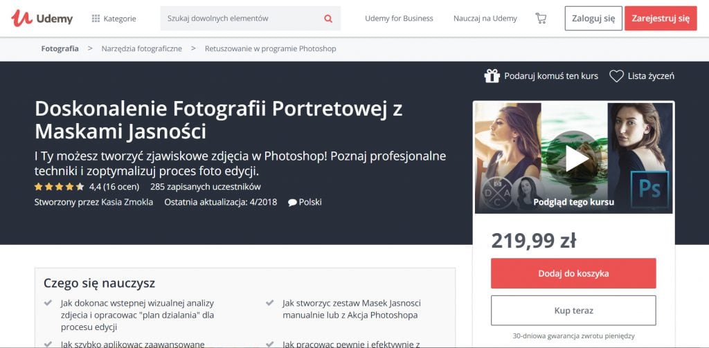 Udemy - doskonalenie fotografii portretowej