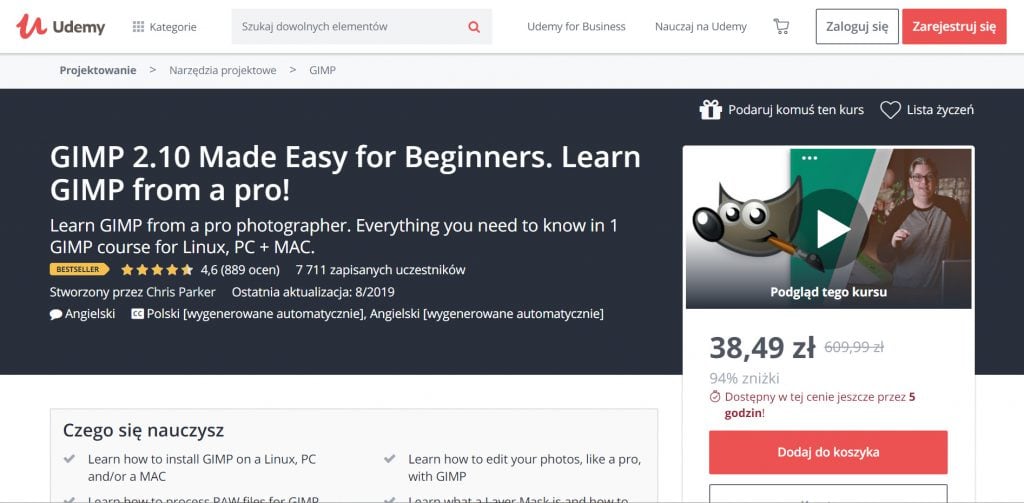 Udemy GIMP dla początkujących